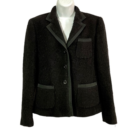 Prague II Italian Black Tuxedo Blazer Jacket Size 6 Sherpa Business Casual - Picture 1 of 16